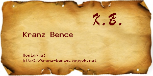Kranz Bence névjegykártya
